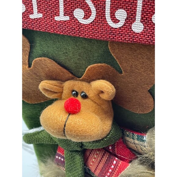 Christmas Stockings red cuff Merry Christmas plaid red green foe fur layer READ - Picture 7 of 8